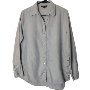 Apropos 100% Linen Button Up Shirt Taupe Gray Medium Neutral Coastal Minimalist